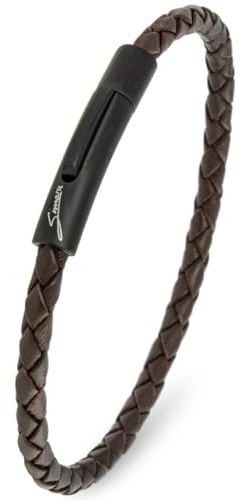 Simaru Lederarmband, 4mm geflochten für Frauen & Männer, Echtleder-Armband mit Edelstahl Hakenverschluss, Premium-Qualität Made in Germany