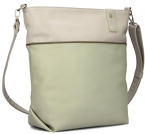 Zwei Damen Umhängetasche Jana J12 Crossbody Bag 9 L Handtasche Bicolor Canvas-Stil passender Kosmetikbeutel extra Schultergurt & Schlüsselband, Schultertasche DIN-A4 passend