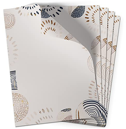 50 Blatt Briefpapier (A4) | Modern Art Aquarell | Motivpapier | edles Design Papier | beidseitig bedruckt | Bastelpapier Speisekarten Briefe | 90 g/m²