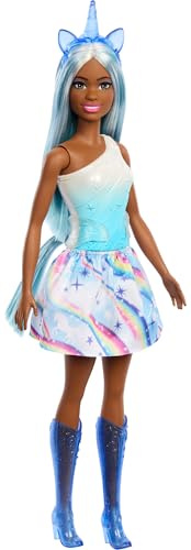 Barbie Einhorn Puppen mit bunten Fantasiehaaren, Outfits mit Farbverlauf und Fantasy-Accessoires rund um das Thema Einhorn, HRR14