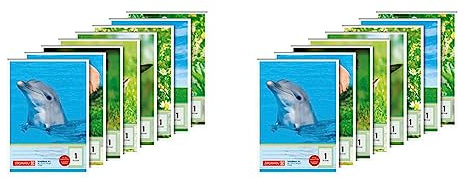 Brunnen Schulblock DIN A5, 50 Blatt, kopfverleimt, gelocht, 1 Stück 80 g/m² Schreibpapier Lineatur 1, liniert, für 1. Klasse Keine Motivauswahl möglich (Packung mit 2)