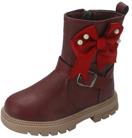 Allbestop Chaussures Garçon Fille Chaussures Bébé,Chaussure Bébé Bottines 25 Basket Fille 33 Pyjama Naissance Fille Cirage Noir Chaussure Cuir Botte Neige Enfant Garcon(Rouge,35)