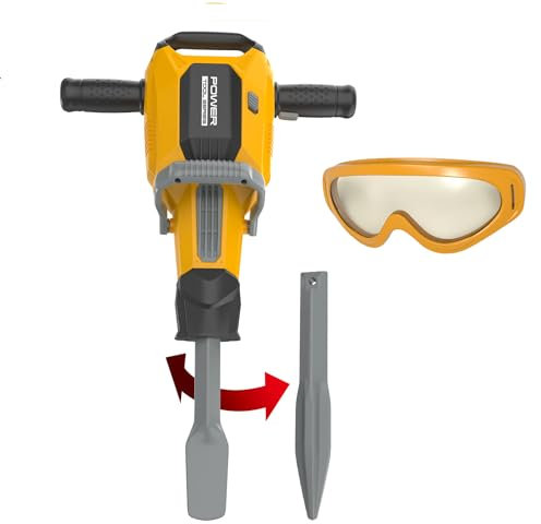YEIBOBO ! Kids Jackhammer Toy Drill with Replacement Drill Bit and Safety Goggles, Pretend Play Power Tools with Realistic Sound, Construction Toys and Equipment for Boys T024