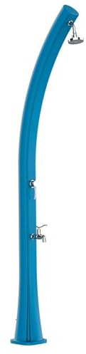 STARMATRIX Hochwertige Blaue Außendusche aus HD-Polyethylen mit solarer Heizungsfunktion 226 cm hoch 25 Liter Wasservorrat ideal für Garten und Pool inkl Zubehör aus Messing Rio Blue
