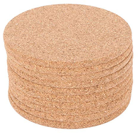 Grendly Lot de 10 dessous de verre en liège - Absorbants et réutilisables - 90 mm, 5 mm