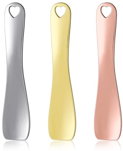 Hariendny 3 Pack Cosmetic Lotion Spatula Metal Makeup Spatula Face Cream Scoop Spatulas Mini Skin Care Spoon Reusable Applicator Tool for Face Mask Cream Lotions