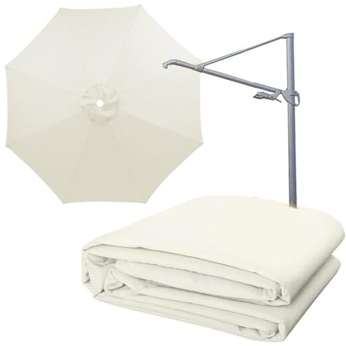 DPAOZPO Gartenschirm Ersatz-Schirmstoff, Sonnenschirmbezug Ersatzbezug, Ersatz-Bezug Für Ampelschirm, Markt Tisch Schirm Ersatztuch, Für Strand, Pool (Color : White, Size : (8Rib) 3 m/118in)