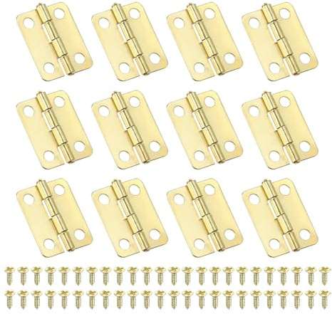 PATIKIL Petites Charnières Bout 16mm Mini Doré 12 Pcs avec Vis | Charnière, pour Boîtes à Bijoux en Bois, Portes de Tiroir d'Armoire, Portail