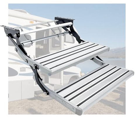 Trittstufe Wohnmobil,Rutschfest Manuell Trittstufe Doppelschicht Wohnmobil Aluminiumlegierung Trittstufe,Für Wohnwagen