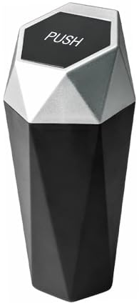 Flaconi Auto Mülleimer,Mülleimer Auto,auto Mülleimer Innenraum,Car Essentials,Auto Gadgets Innenraum,Auto Mülleimer klein,Mülleimer fürs Auto,Auto Mülleimer Getränkehalter,für Autos,SUVs (Silber)