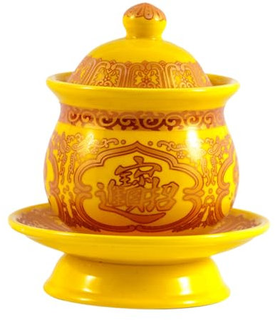 MAGICLULU Tazza in Ceramica per Offerta D’acqua Guanyin, Stile Cinese Loto, Decorazione per Templi e Sale da Tè