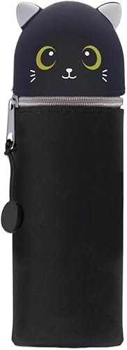 MKKZLPN 2-in-1 Silikon Federmäppchen - Tiger, Federtasche aus weichem Silikon für Stifte, Federmappe und Stiftehalter, Mäppchen Tiere, Schlampermäppchen (cat)