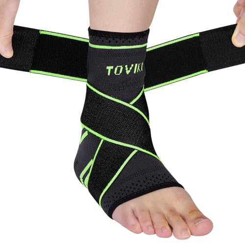 TOVIKI Sprunggelenkbandage - Professionelle Knöchelbandage für Damen/Männer, Fußbandage Sprunggelenk für Schwachen Gelenken, Verstauchtem Gelenks und Arthritis, Plantarfasziitis, Sports Schützen (M)