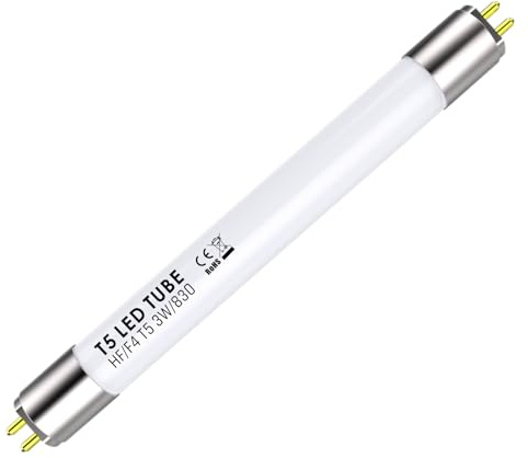 IHYCTV Tubo LED T5 135mm 3W 390 Lumen 3000 Kelvin Bianco Caldo, Sostituto per Tubo Fluorescente F4T5 4W EVG 15cm, Attacco G5, 140 Gradi, Opalino, 1 Pezzo
