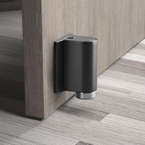 Tope de puerta con ventosa para puerta sin perforaciones, topes de puerta para interiores, para zócalos, patio, exterior, resistente al viento, mecánico para puerta de piso (dorado claro)