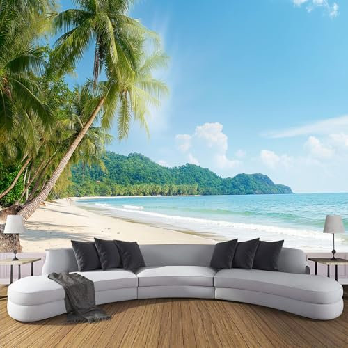 Fotomurales Playa De Cocoteros 300X210Cm Papel Pintado Seda Decoración De Pared Decorativos Murales Moderna De Diseno Fotográfico Paisaje Natural 3D Decorativos Murales