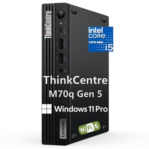 Lenovo ThinkCentre M70q Gen 4 MFF 1L Mini ordinateur de bureau, 32 Go de RAM DDR5, 1 To PCIe SSD, 13e génération, Intel 16 cœurs i7-13700T, WiFi 6, RJ45, HDMI, DisplayPort, Windows 11 Pro, Befec-Toy