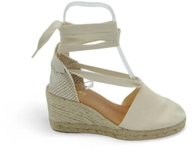 Pinaz Espadrillas in Tela con Zeppa Corda Beige 100/5 (Beige, Sistema Taglie Calzature EU, Adulto, Numero, Media, 40)
