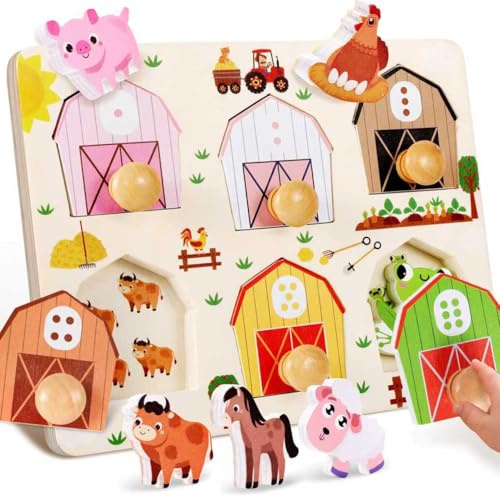Taricor Baby Holzpuzzle Montessori Spielzeug ab 1 Jahr, Steckpuzzle Holz ab 12-36 Monate Mädchen und Jungen, Holzspielzeug Kinder für Kinder Sortierspiel Geburztag Weihnacht Geschenk