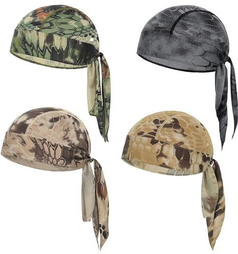 4 Pieza Gorro Bandana Pirata, Bandana Transpirable Gorro, Gorros Ciclismo Bajo Casco, Casco Gorro de Ciclismo Secado Rápido, para Correr Senderismo y Moto