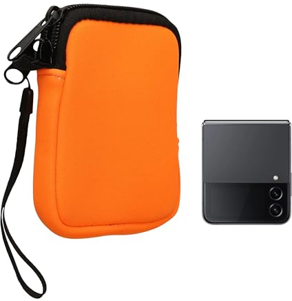 kwmobile Universal Smartphone-fodral, 10 x 8 x 2 cm, skyddsfodral, vikbar mobiltelefon, 10 x 8 x 2 cm, 3/3,5 tum, orange neonneopren