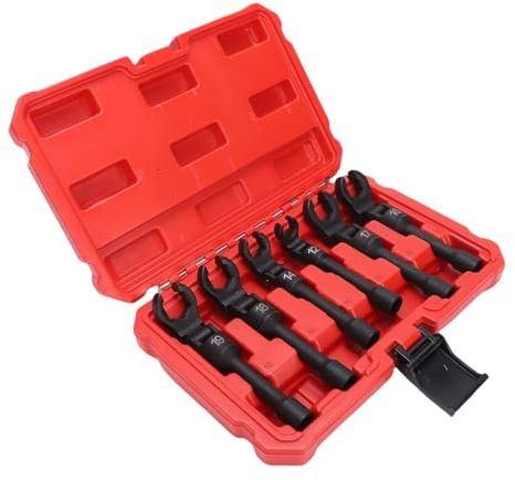 Generic Lot de 6 clés à pipe à tête flexible à 180 °, acier CRV, design à 6 points, matériau en alliage d'acier, entraînement 3/8