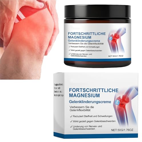 Advanced Magnesium Schmerzlinderungscreme, Natürliches Gelenkgel, Wirksame Linderung für Rücken, Nacken, Hände und Knie, Gelenklinderungscreme für alle Hauttypen (50g)
