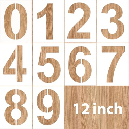 Paket med 10 stora siffraschabloner, 30 cm återanvändbara plastsiffraschabloner, 0-9 sprayschabloner, trottoarkantens adressschablon, siffror, markering, garageparkeringsplatser, husnummer, brevlådor