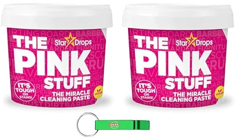 2 x pasta detergente multiuso The Pink Stuff rimuove efficacemente sporco, macchie di grasso e molto altro ancora 850 g + portachiavi Beni Culinari