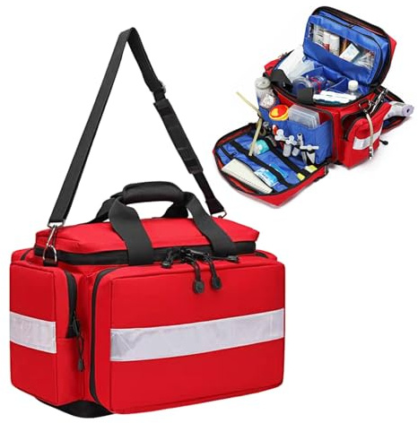 Cubstone Erste Hilfe Tasche Leer,Groß Notfalltasche für Krankenschwester,Häusliche Pflege Medikamenten Tasche,Arzttasche Hausapotheke für Medizinflasche,Vitamine,Medizinisches Zubehör(Red)