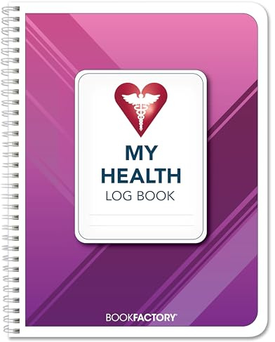 BookFactory My Health Log Book, Daily Tracking Record Journal Logbook - Wire-O, 100 Pages, 8.5” x 11'' (Made in USA)