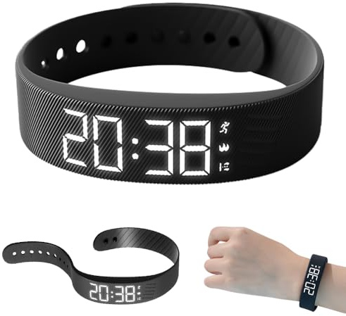 Hojalis Bracelet Reveil Vibrant, Bracelet De Réveil Vibrant Silencieux, Étanchéité Ip65,MontreRéveil Rechargeable Par USB, Montre De Rappel D’Alarme Vibrante Pour Hommes Femme, Activité Quotidienne