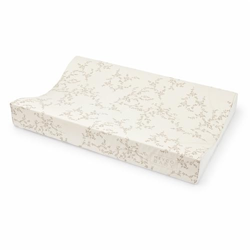 Meyco Wickelauflage Keil 50x70cm komfortable Wickelunterlage Branches Sand | Oeko Tex zertifiziert - Made in Europe - Wickelmulde - super soft & hautfreundlich - wasserabweisend & leicht abwischbar