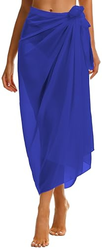 Sarong Tuch Damen Sommer Chiffon Strandtuch Lange Strandkleid Leicht Pareos | Elegant Bikini Cover Up Wrap Strand Paerotuch Wickeltuch zum Binden, Casual Badeanzug für Partys Beach