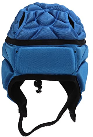 Casco da football EVA antiurto Casco da calcio Protezione anticollisione per bambini Adolescenti Leggero regolabile Fibra di poliuretano Schiuma EVA Meno di 53 cm (Blu)