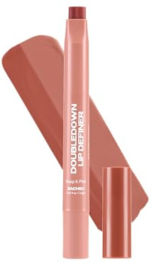 Sacheu DoubleDown Lip Definer, 2-in-1 Liner & Balm, Buildable, Keep it Pink | Dual-color bullet lines & fills in one swipe, nourishing avocado & rosehip oils, vitamin E, creamy satin finish