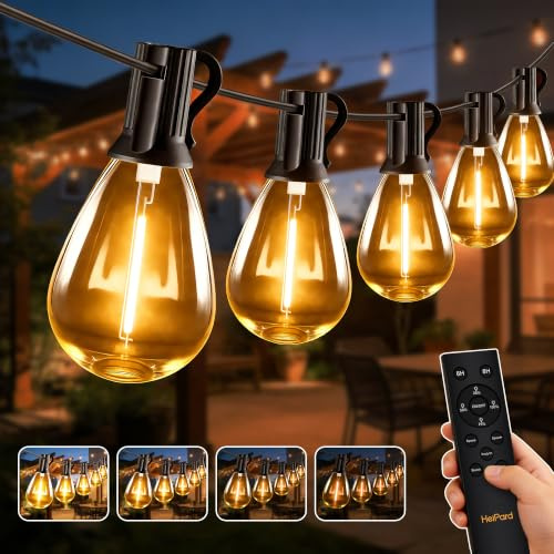 HeiPard LED Lichterkette Außen Outdoor Strom 15M - 25 S11 Glühbirnen | Wetterfest Warmweiß Dimmbar Aussen Beleuchtung Lichterketten String Lights mit Fernbedienung Balkon Terrasse Garten Party
