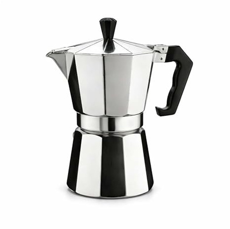 PEBBLE HUG Stovetop Coffee Maker, Heat-Resistant Ergonomic Handle, Easy to Use and Clean, Compact and Space-Saving, Smooth Pouring, Perfect for Home Kitchens, Offices, (1 Cup)