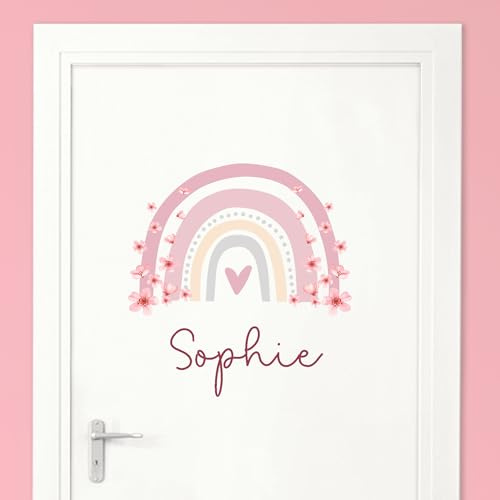 Little Deco Türaufkleber, Wandtattoo Kinderzimmer, Regenbogen | Wandsticker, Sticker personalisiert, Babyzimmer Deko, Wunschtext Aufkleber, Tür Namensschilder Kinder, Stickers selbstklebend