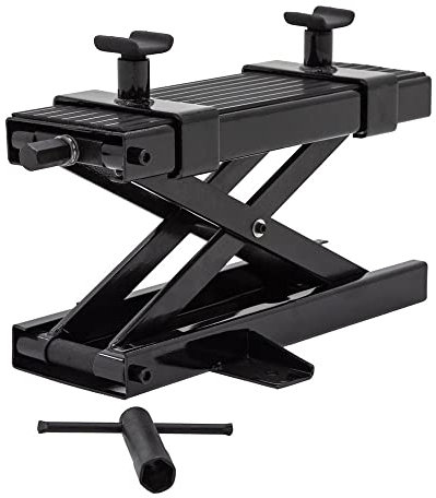 Black Widow Steel Motorcycle Jack - 1,100 lb. Capacity MC-Jack Front or Rear Tires, Hex Socket Handle, 3.75 - 16.25 Lift Height