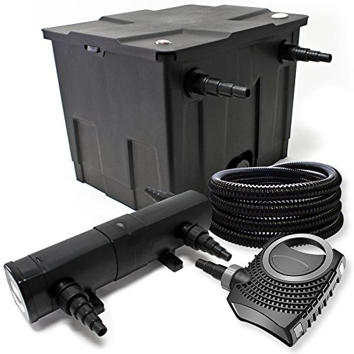 Set filtrante per laghetto da 12000l Filtro bio con Chiarificatore UVC 24W, Pompa 80W e Tubo 25m