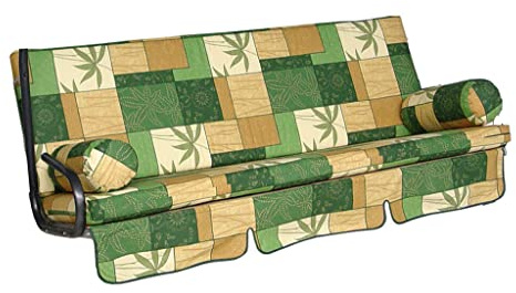 ANGERER Hollywoodschaukel Auflage Trend grün-beige Gemustert | passend für viele 3-Sitzer Hollywoodschaukeln, Schaukelauflage mit Reißverschluss, abziehbar & waschbar, Made in Germany
