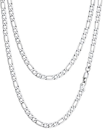 PROSTEEL Chaine Figaro Acier Inoxydable Homme 46cm, Femme Collier Chaine Figaro 6mm, Collier Enfant Argent