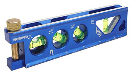 WORKPRO Torpedo Level, Magnetic, Verti. Site 4 Vial for Conduit Bending, Aluminum Alloy Construction, 6-1/2 inch