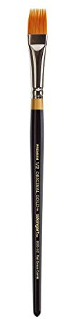 KINGART Premium Original Gold 9120-1/2 RAKE Series Artist Brush, Golden Taklon Synthetic Hair, Short Handle, for Acrylic, Watercolor, Oil and Gouache Painting, Size 1/2