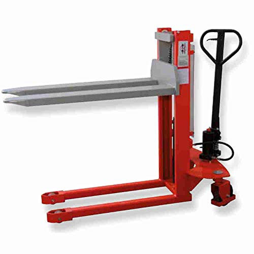 Sollevatore elevatore idraulico a colonna basso a trazione e sollevamento manuale mm.800 con timone sterzante su ruote con alta portata Kg.1000 carrello telescopico per movimentazione carichi N1S08GF