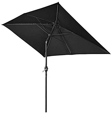 Aquariss Outdoor Patio Garden Parasol 3x2m Sun Shade Umbrella Canopy w/Crank Tilt UV protection - Black
