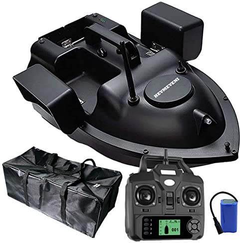 HEVMEVENI HENGGE RC Bait Boat, Remote Control Fishing Boat, GPS Positioning Remote Control 500M Bait Boat with LED Night Light,Black,GPS 12000MAH