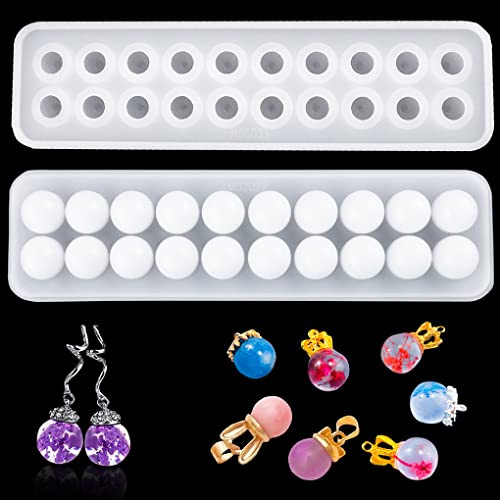 FineInno Moule en Résine Boule, Moule Silicone Sphère Resin Mold, Mould Epoxy de Cristal Ball pour la Fabrication de Bijoux, DIY Pendentif Bracelet Colliers