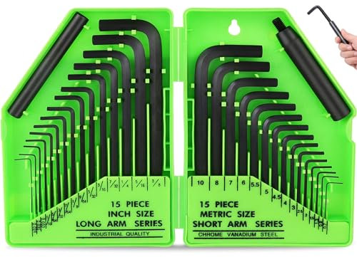 通用 SWANLAKE 32PCS Hex Key Set, Allen Wrench Set Inch/Metric MM(0.7mm-10mm) SAE(0.028-3/8)